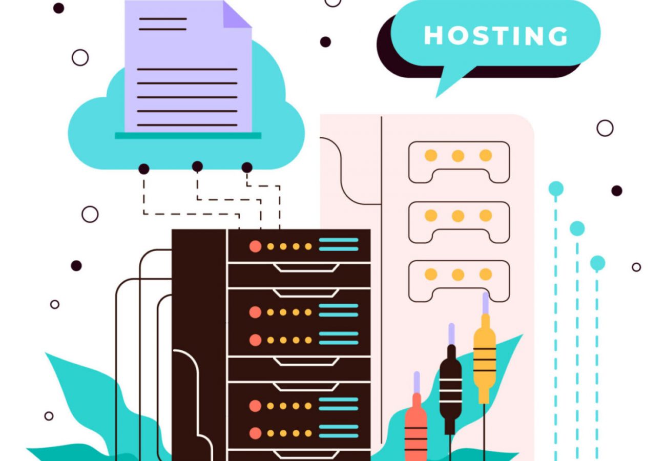 Sunucu, bulut ve fiyat planı kartları içeren modern bir hosting paketi illüstrasyonu. Hız, güvenlik ve performansı temsil eden teknoloji temalı çizim.